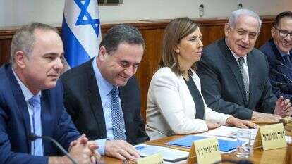 יובל שטייניץ, ישראל כץ, גילה גמליאל ובנימין נתניהו. | מרק ישראל סלם