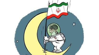 קריקטורה נגד המשטר באיראן. איור: שי צ'רקה