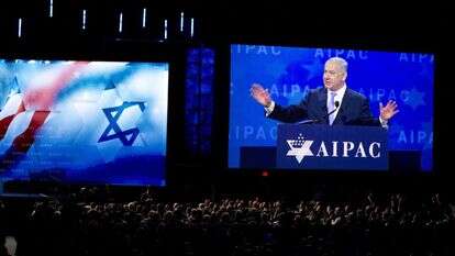 בנימין נתניהו בוועידת איפא"ק. | AP בנימין נתניהו בוועידת איפא"ק. | AP