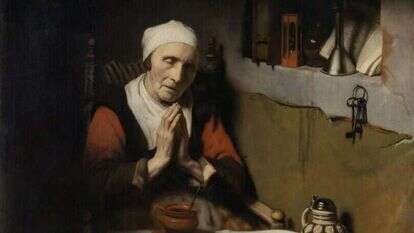 "אישה זקנה מברכת", ניקולאס מס, 1656. | שאטרסטוק