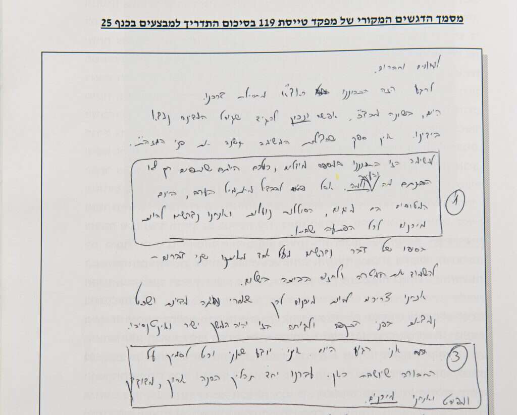 תדרוך מפקד טייסת 119 לפני הטיסה. | דו''צ