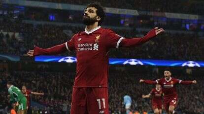 מוחמד סלאח חוגג מול מנצ'סטר סיטי. | AFP