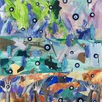 המבט, גיא אביטל, קולאז' אקריליק וזכוכית על בד, 2017ו. | אברהם חי