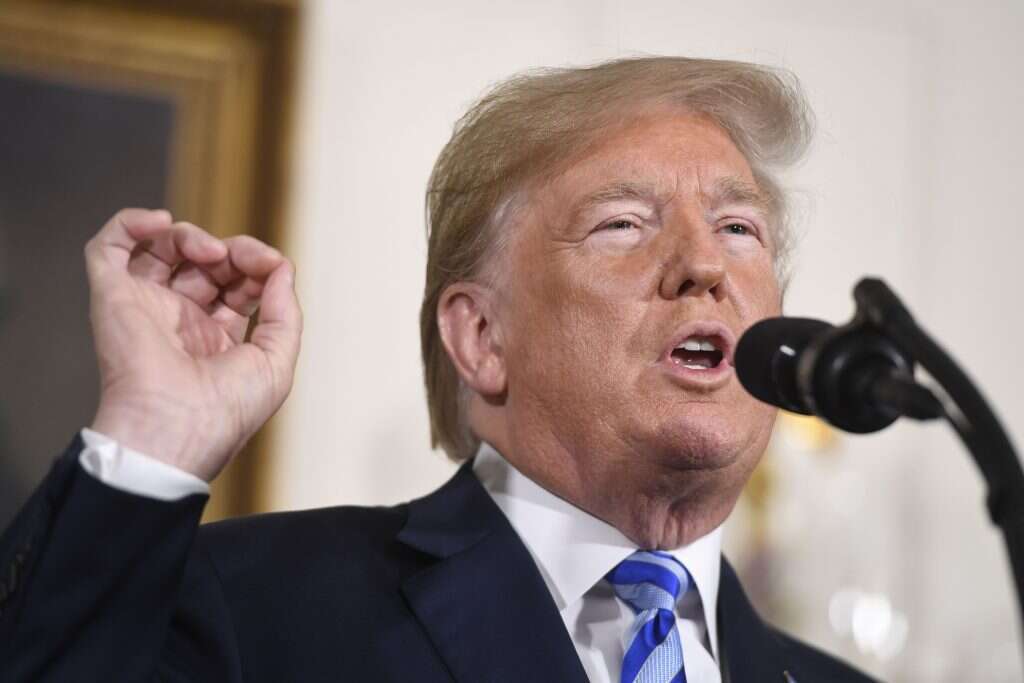 נשיא ארה"ב דונלד טראמפ מודיע על נסיגה מהסכם הגרעין עם איראן. | AFP נשיא ארה"ב דונלד טראמפ מודיע על נסיגה מהסכם הגרעין עם איראן. | AFP