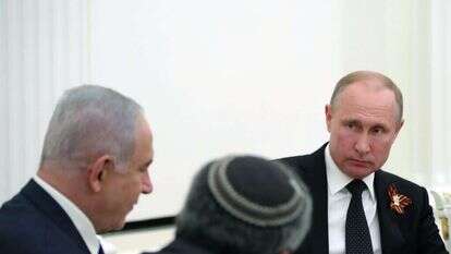 פוטין, נתניהו ואלקין. | EPA