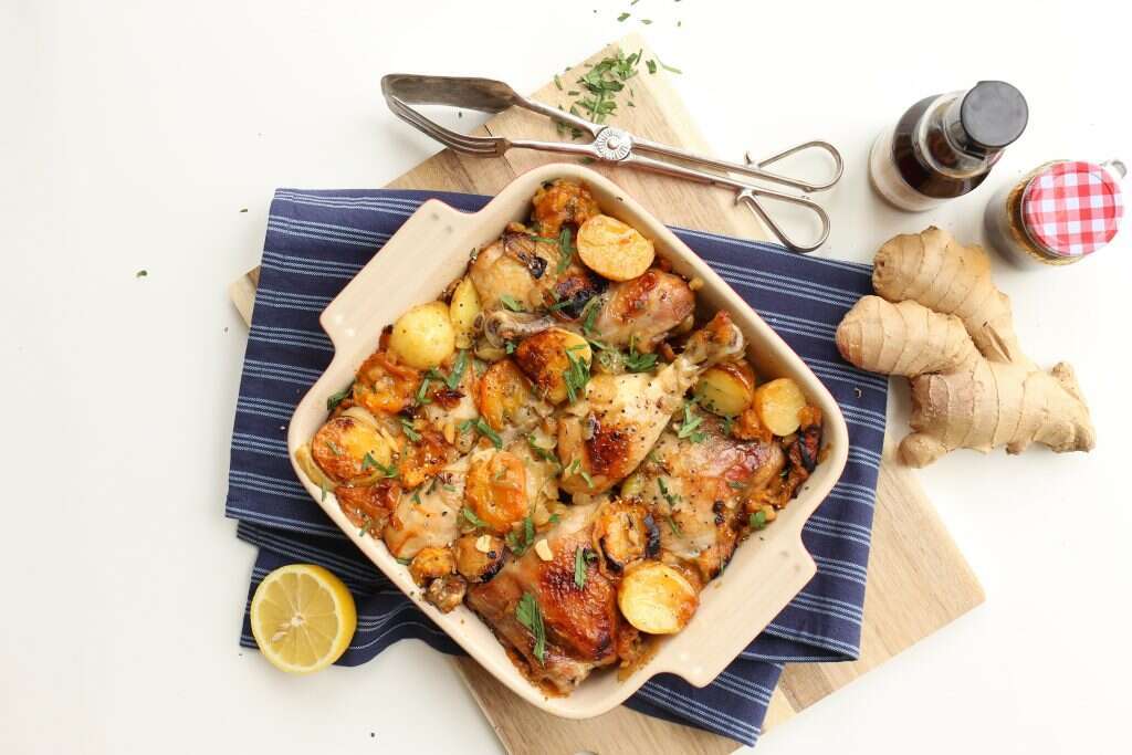 עוף במשמשים ובג׳ינג׳ר. | אפרת ליכטנשטט