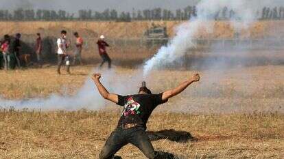 מפגין פלסטיני בעזה. | AFP