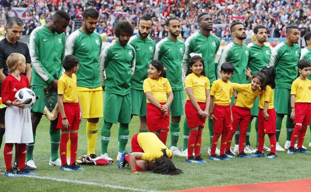 נבחרת ערב הסעודית לפני משחק הפתיחה. | EPA