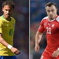 שאקירי משווייץ (מימין), וניימאר מברזיל (משמאל). | AFP