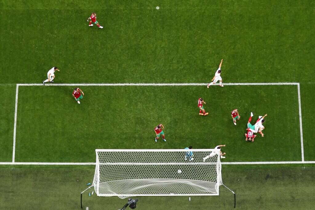 ואז הגיעה הדקה ה-95. שער הניצחון של איראן על מרוקו ממעוף הציפור. | גטי אימג'ס