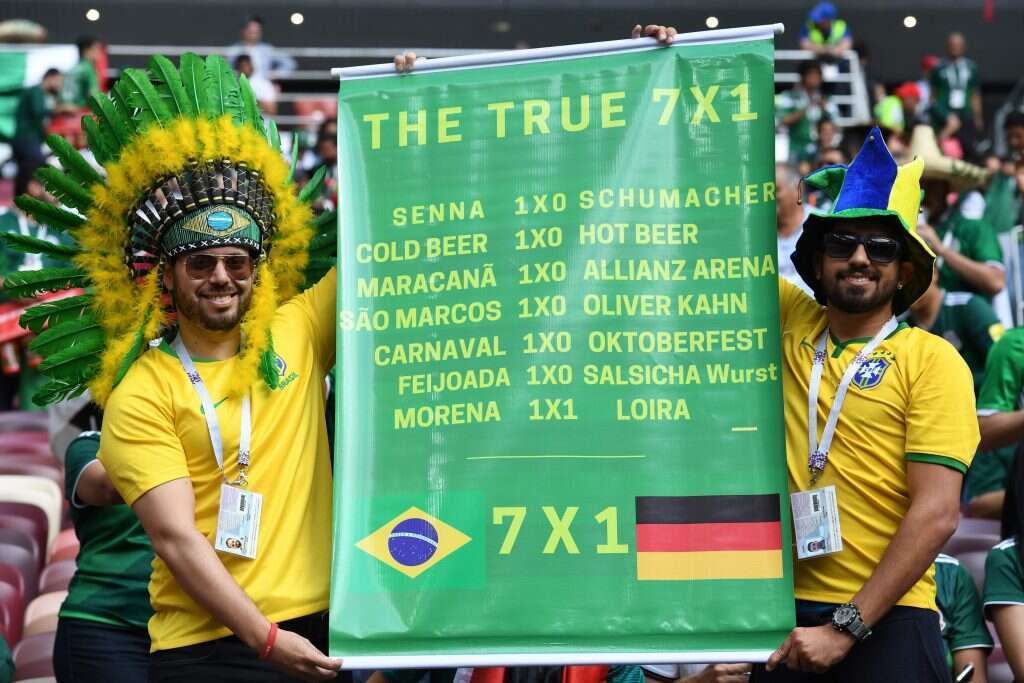 אוהדי נבחרת ברזיל מפרטים את ה-1:7 מהמונדיאל שעבר. | AFP