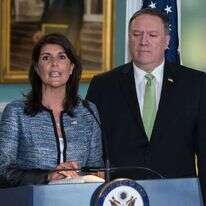 מייק פומפיאו וניקי היילי. | AFP