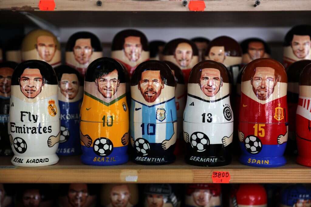 מטריושקות בדמותם של כוכבי המונדיאל. | EPA