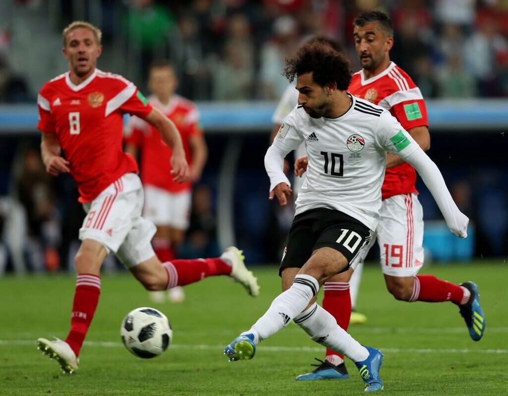 מוחמד סלאח ונבחרת מצרים מול רוסיה. | EPA