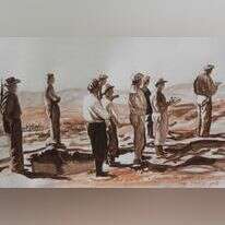 תפילה ראשונה על גבעת הסלעים בכפר עציון תש''ג. יצירה: אלחנן יעקובוביץ', 2018