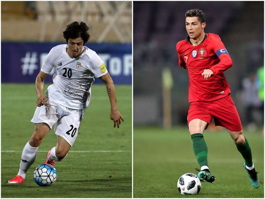 כריסטיאנו רונאלדו מפורטוגל וסארדר עזמון מאיראן. | AFP