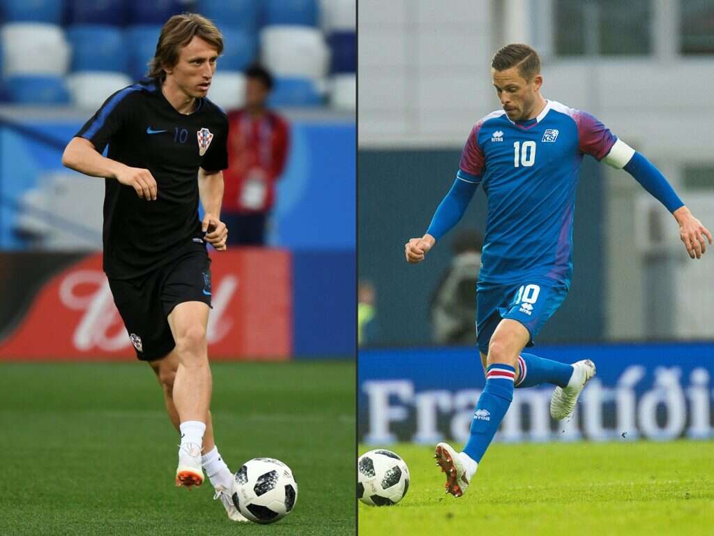 גילפי סיגורדסון מאיסלנד ולוקה מודריץ' מקרואטיה. | AFP