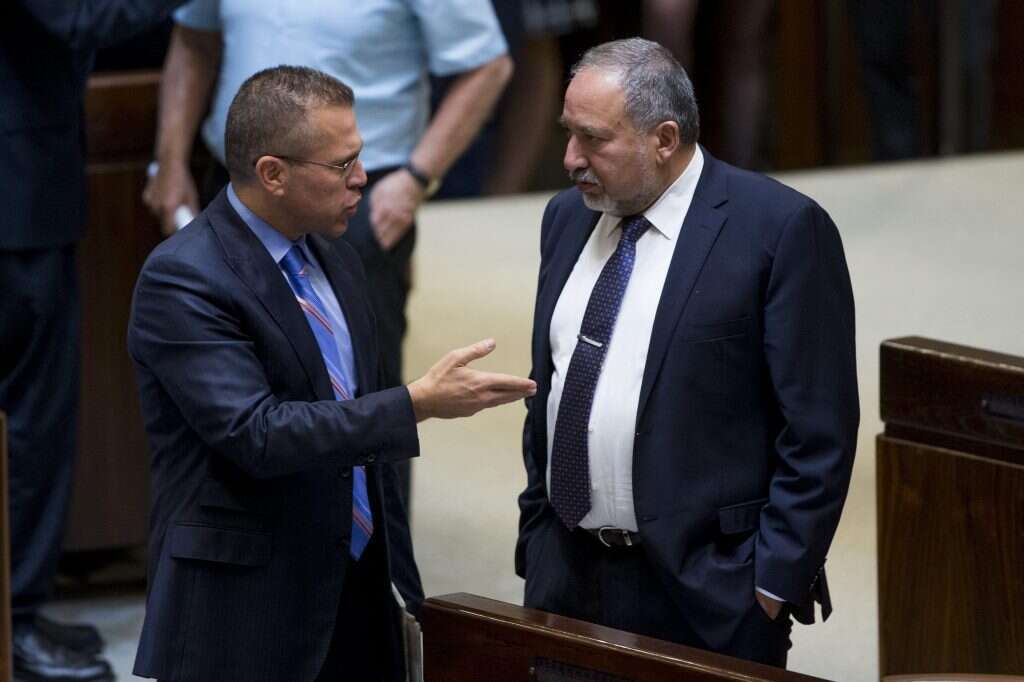 אביגדור ליברמן וגלעד ארדן. | יונתן זינדל, פלאש90