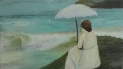 אישה על שפת הנהר, מוניק דנן, שמן על בד, 2016. | יח"צ