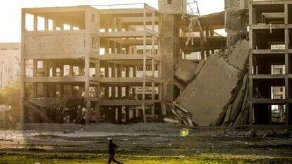 הבניין שנפגע בעזה. | AFP