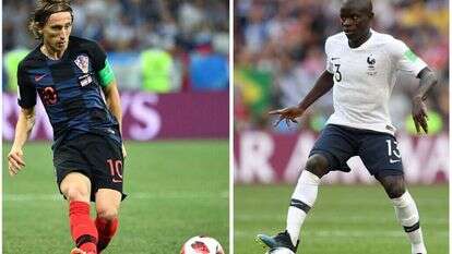 אנגולו קאנטה מצרפת ולוקה מודריץ' מקרואטיה. | AFP