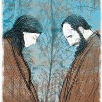 תפילת יצחק ורבקה. מדיה דיגטלית, 2017. איור: מנחם הלברשטט