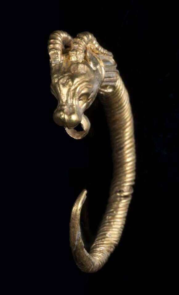 העגיל שהתגלה בחפירות. | קלרה עמית, רשות העתיקות