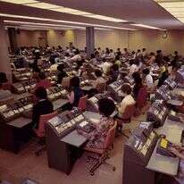 קלדניות בבנק בארה"ב, 1970. | גטי אימג'ס