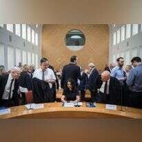 שרת המשפטים איילת שקד ובכירי המערכת בטקס הפרידה מהשופט אורי שהם בבית המשפט העליון בשבוע שעבר. | הדס פרוש, פלאש 90