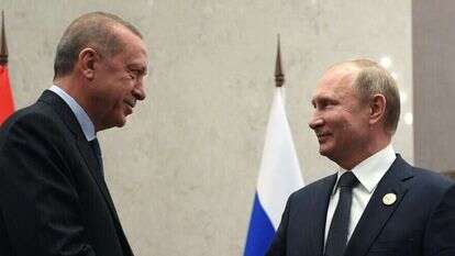ארדואן ונשיא רוסיה ולדימיר פוטין. | AFP