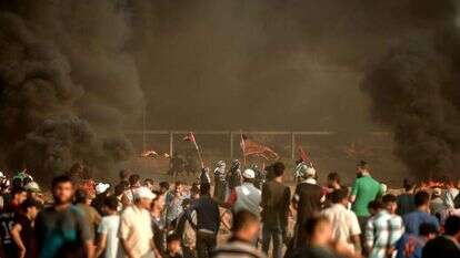 הפגנה בגדר הגבול עם רצועת עזה. | AFP