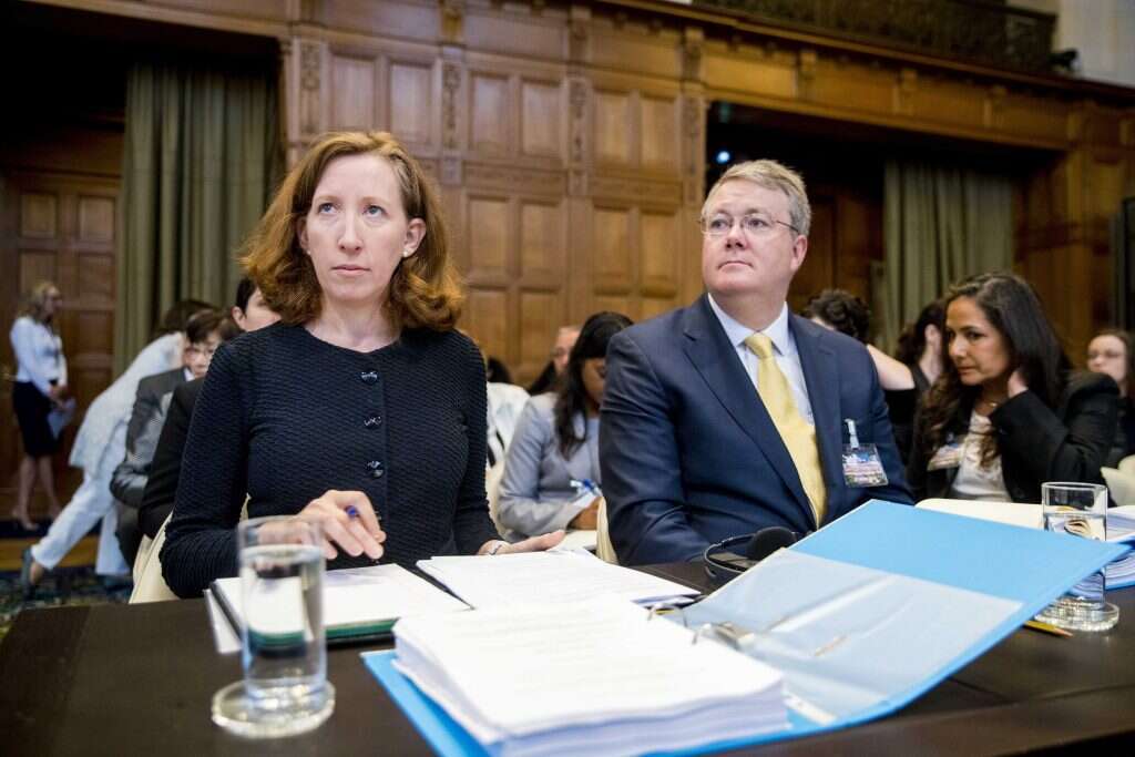 עורכת הדין האמריקנית ג'ניפר ניוסטד בדיון בבית הדין. | AFP