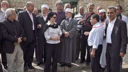 רג'א אגבאריה, יחד עם מנהיגי ונבחרי הציבור הערבי. | פלאש90