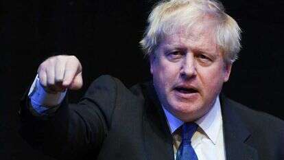 בוריס ג'ונסון נואם בוועידה השמרנית השנתית בבריטניה. | AFP
