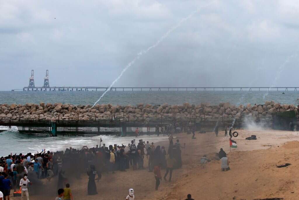 עימותים מול המחסום הימי בעזה. | AFP