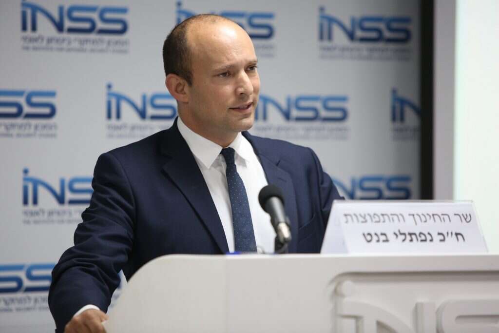 השר נפתלי בנט בכנס INSS, השבוע. | חן גלילי