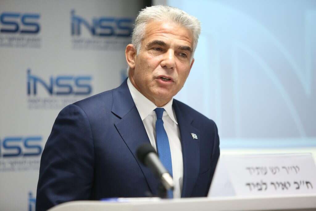 יאיר לפיד בכנס INSS, השבוע. | חן גלילי