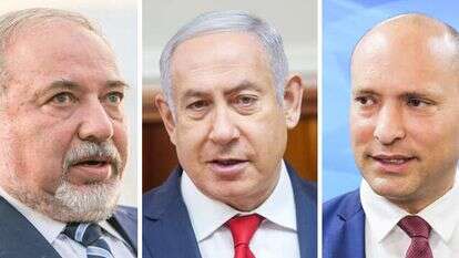 בנט, נתניהו וליברמן. | מארק ישראל סלם ואורן בן חקון