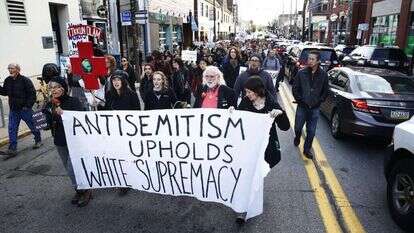 צעדת תמיכה לבית הכנסת "עץ החיים" בפיטסבורג, השבוע. | EPA