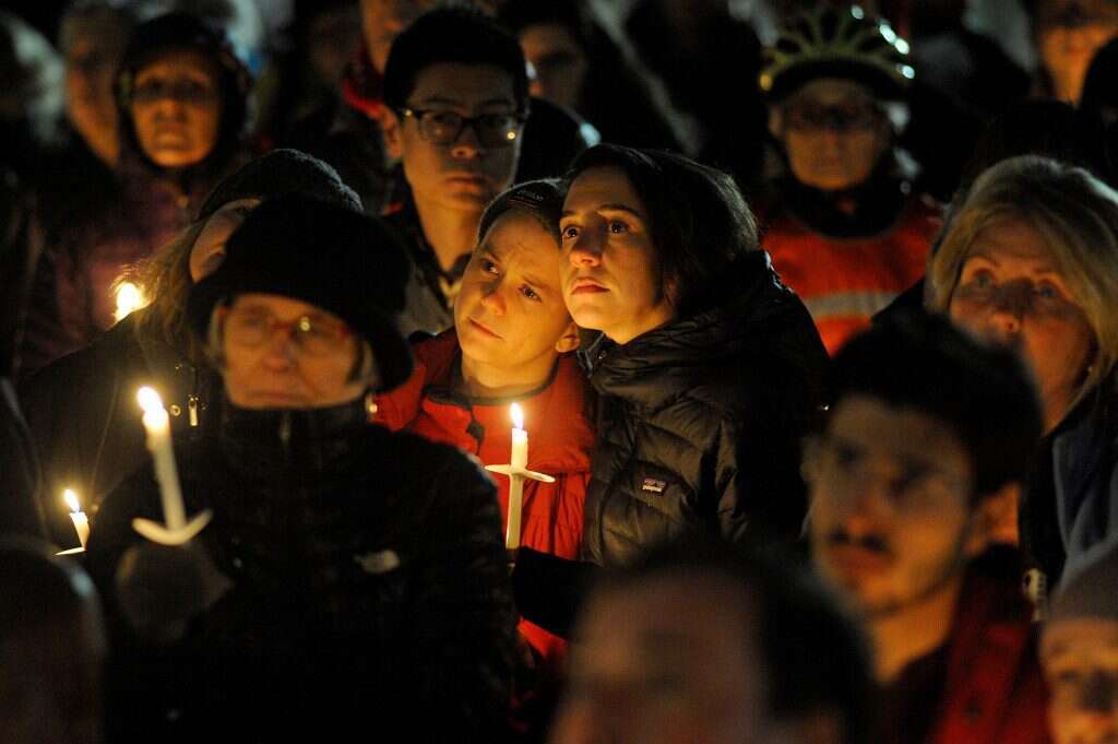 עצרת הזדהות עם נרצחי הירי בפיטסבורג. | AFP עצרת הזדהות עם נרצחי הירי בפיטסבורג. | AFP