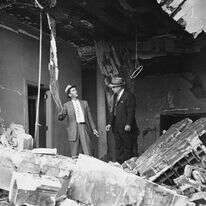 ההרס בבית הכנסת באטלנטה אחרי הפיגוע האנטישמי, 1958. | AP