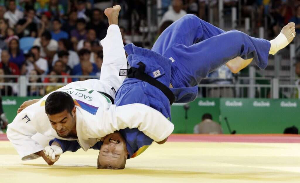 שגיא מוקי והנציג הגיאורגי בקרב האחרון באולימפיאדת ריו. | גטי אימג'ס