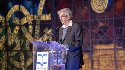 ברק בכנס הרמב"ם בספרייה הלאומית, השבוע. | יוני קלברמן