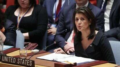היילי בנאומה בפני מועצת הביטחון. | רויטרס