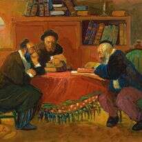 עיסוק בכל ההיבטים הנצרכים להבנת הסוגיה. אבי שוורץ, "לומדים בצוותא", שמן על מזוניט, 2016