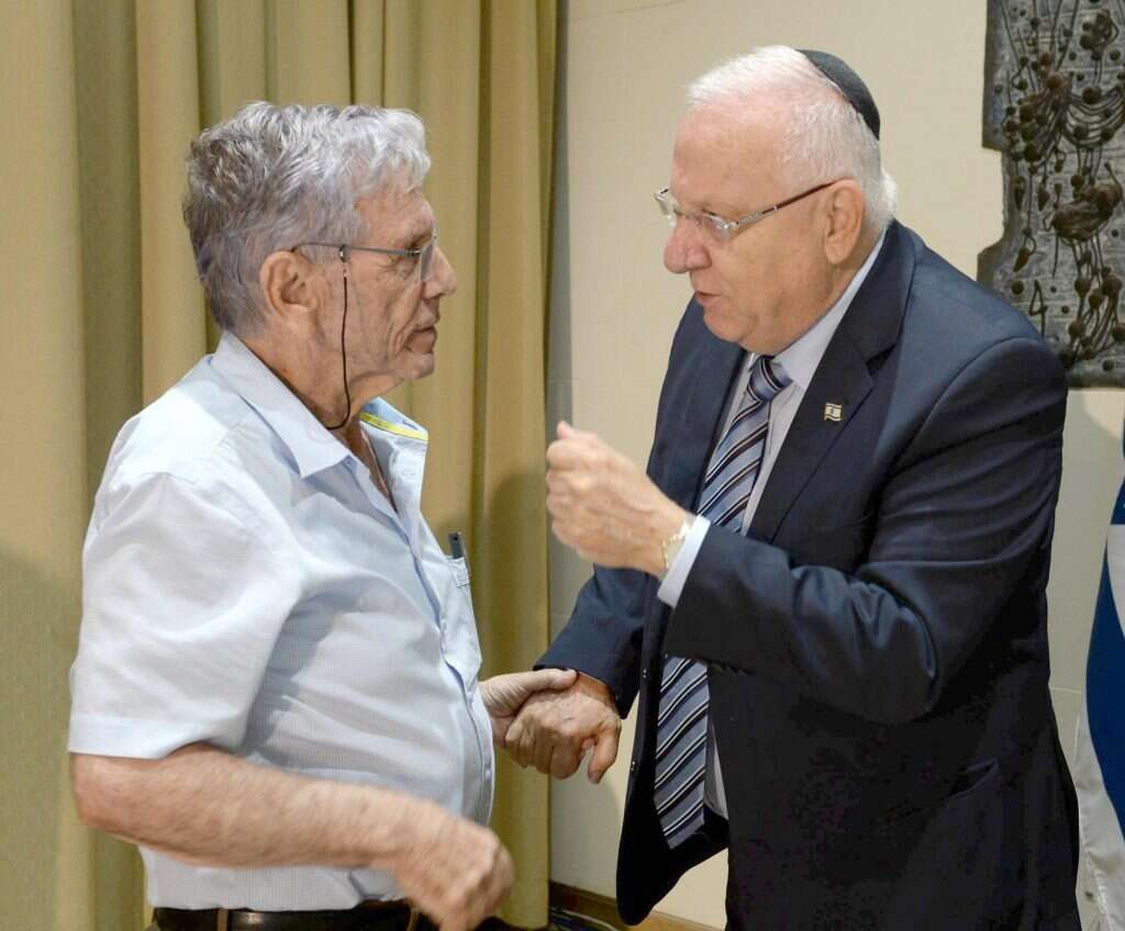 הנשיא ראובן ריבלין ועמוס עוז ז''ל. | מארק ניימן, לע''מ