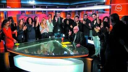 צוות ערוץ 10 נפרד מירון לונדון. | מסך