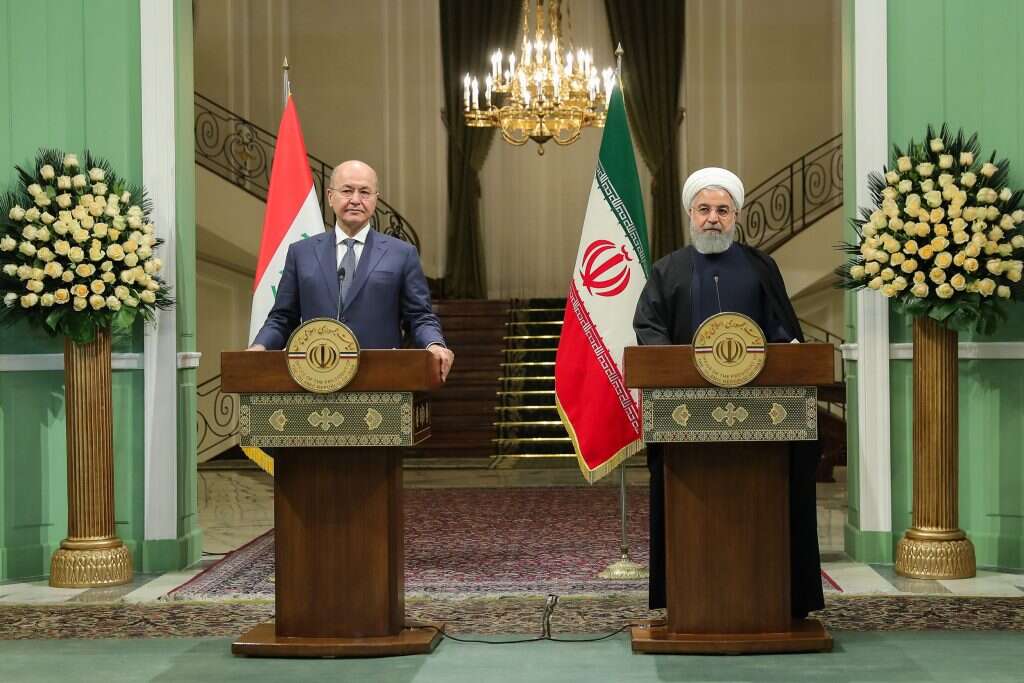 נשיא איראן חסן רוחאני ונשיא עיראק ברחאם סליח. | AFP