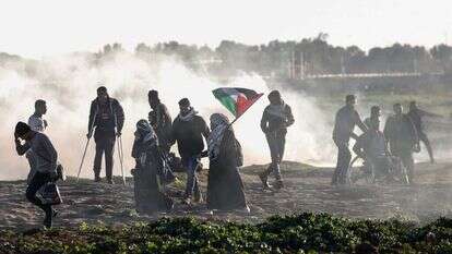 התפרעויות על הגדר ברצועה. | AFP