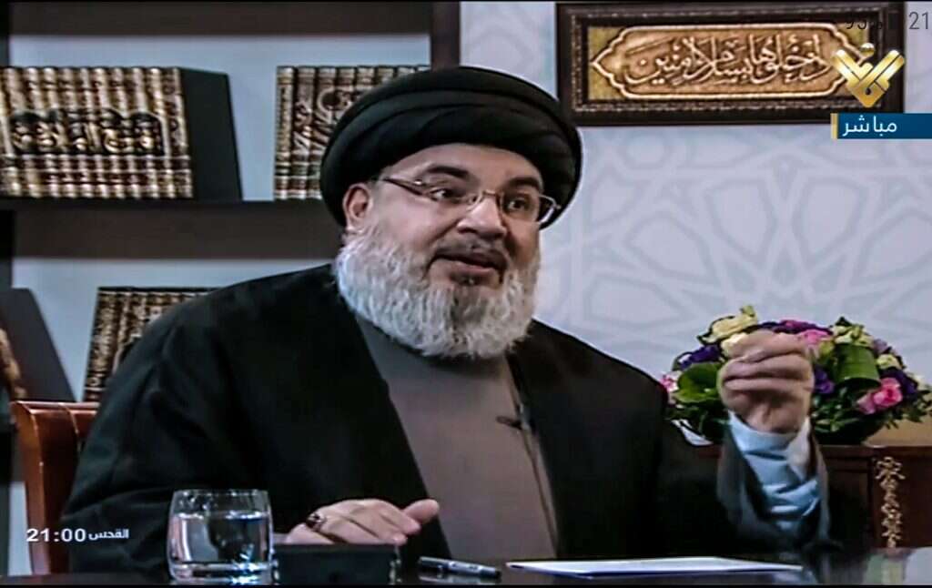 נסראללה בריאיון לרשת אל-מיאדין. | EPA